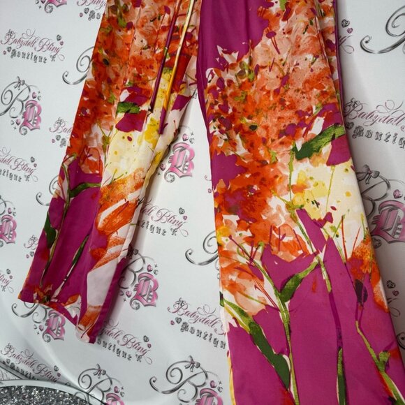 Natori pants floral painting 🖼️ style pink lightweight soft silky satiny sexy - Picture 2 of 8